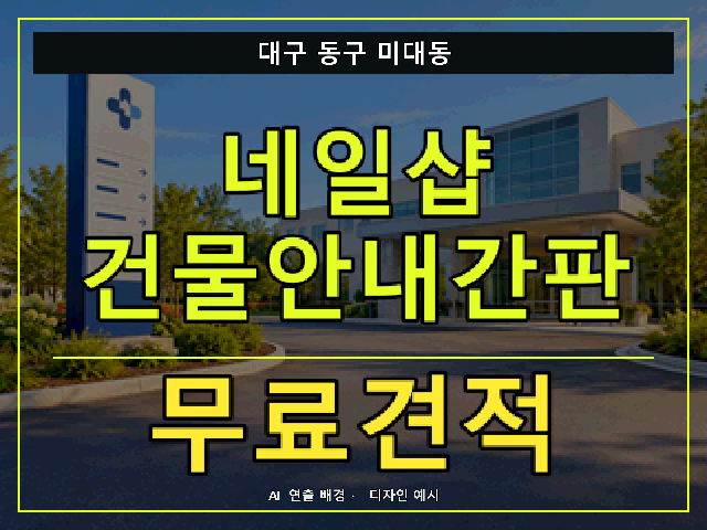 대구 동구 미대동 네일샵 건물안내간판 무료견적 안내 썸네일 · AI 연출 배경