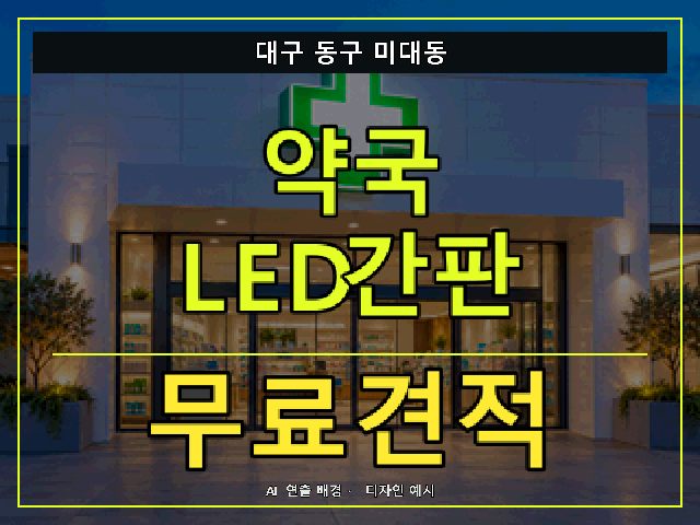 대구 동구 미대동 약국 LED간판 무료견적 안내 썸네일 · AI 연출 배경