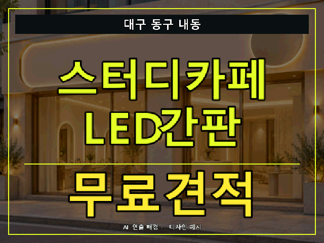 대구 동구 내동 스터디카페 LED간판 무료견적 안내 썸네일 · AI 연출 배경