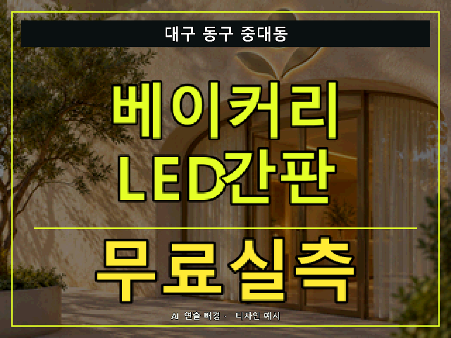 대구 동구 중대동 베이커리 LED간판 무료실측 안내 썸네일 · AI 연출 배경