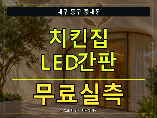 대구 동구 중대동 치킨집 LED간판 무료실측 안내 썸네일 · AI 연출 배경