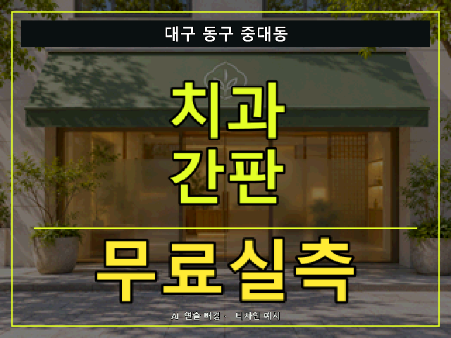 대구 동구 중대동 치과 간판 무료실측 안내 썸네일 · AI 연출 배경