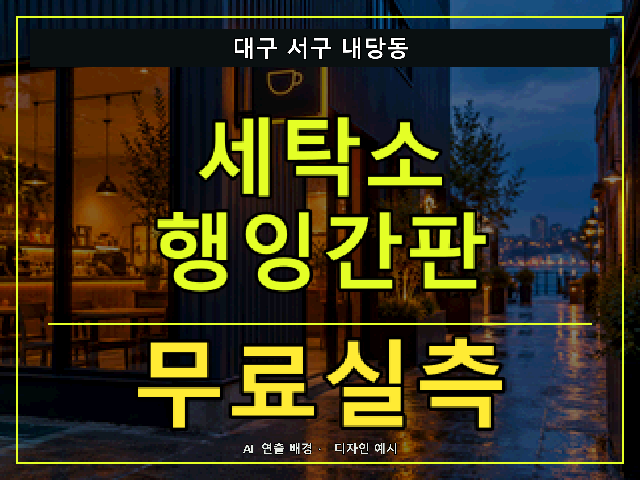 대구 서구 내당동 세탁소 행잉간판 무료실측 안내 썸네일 · AI 연출 배경