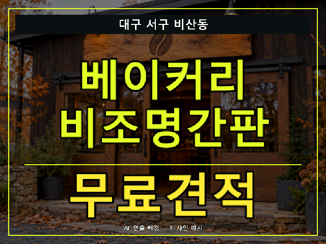 대구 서구 비산동 베이커리 비조명간판 무료견적 안내 썸네일 · AI 연출 배경