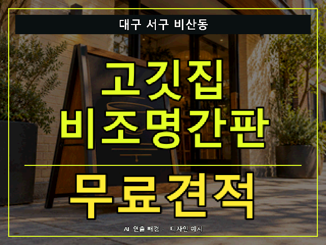대구 서구 비산동 고깃집 비조명간판 무료견적 안내 썸네일 · AI 연출 배경