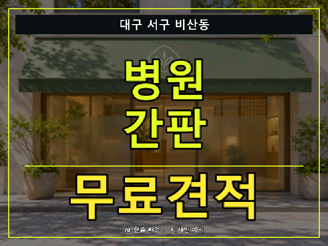 대구 서구 비산동 병원 간판 무료견적 안내 썸네일 · AI 연출 배경