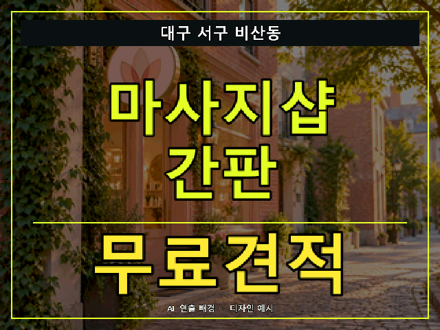 대구 서구 비산동 마사지샵 간판 무료견적 안내 썸네일 · AI 연출 배경