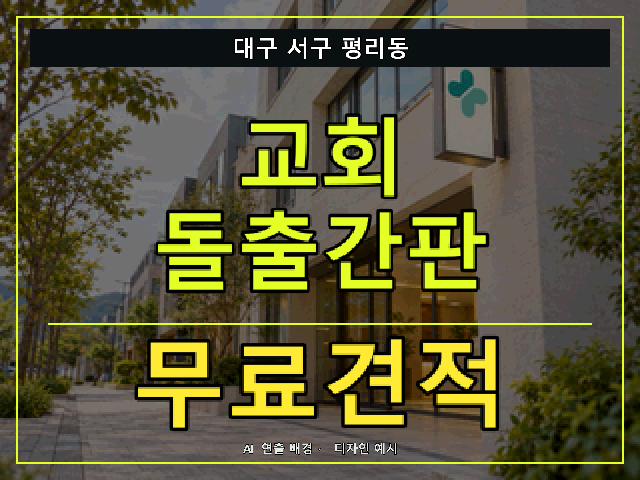 대구 서구 평리동 교회 돌출간판 무료견적 안내 썸네일 · AI 연출 배경