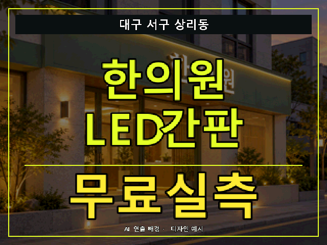 대구 서구 상리동 한의원 LED간판 무료실측 안내 썸네일 · AI 연출 배경