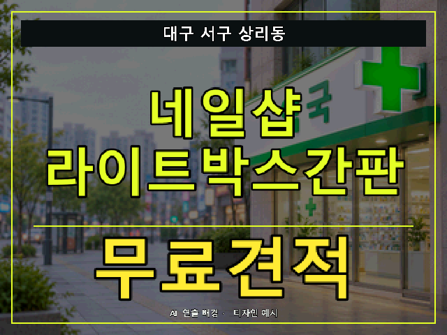 대구 서구 상리동 네일샵 라이트박스간판 무료견적 안내 썸네일 · AI 연출 배경