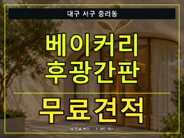 대구 서구 중리동 베이커리 후광간판 무료견적 안내 썸네일 · AI 연출 배경