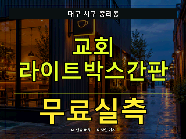 대구 서구 중리동 교회 라이트박스간판 무료실측 안내 썸네일 · AI 연출 배경