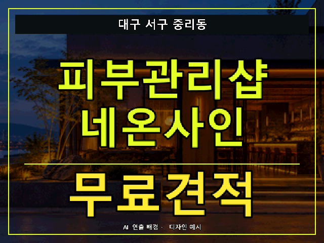대구 서구 중리동 피부관리샵 네온사인 무료견적 안내 썸네일 · AI 연출 배경
