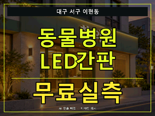 대구 서구 이현동 동물병원 LED간판 무료실측 안내 썸네일 · AI 연출 배경