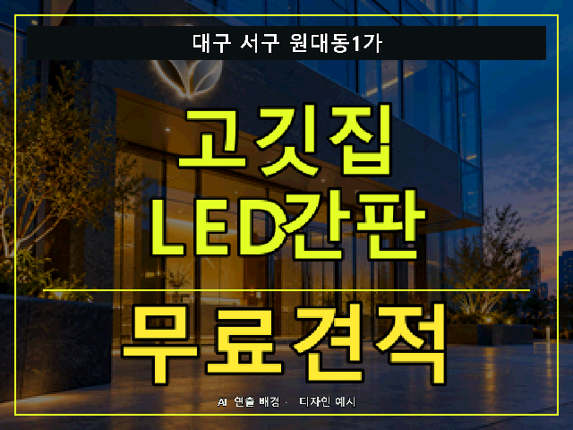 대구 서구 원대동1가 고깃집 LED간판 무료견적 안내 썸네일 · AI 연출 배경