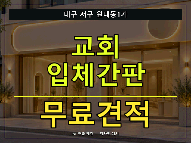 대구 서구 원대동1가 교회 입체간판 무료견적 안내 썸네일 · AI 연출 배경