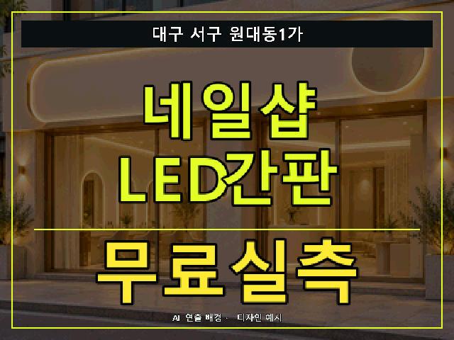 대구 서구 원대동1가 네일샵 LED간판 무료실측 안내 썸네일 · AI 연출 배경