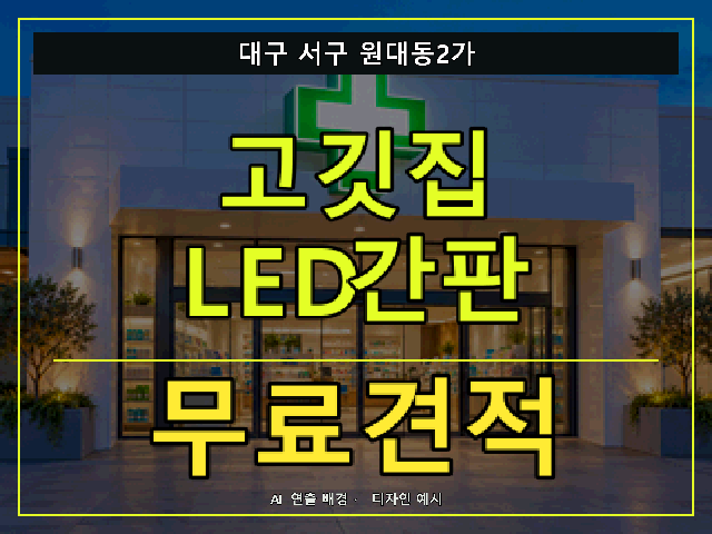 대구 서구 원대동2가 고깃집 LED간판 무료견적 안내 썸네일 · AI 연출 배경
