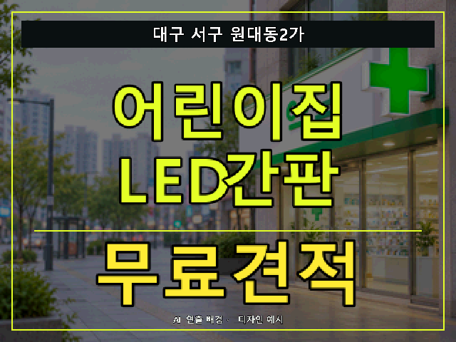 대구 서구 원대동2가 어린이집 LED간판 무료견적 안내 썸네일 · AI 연출 배경