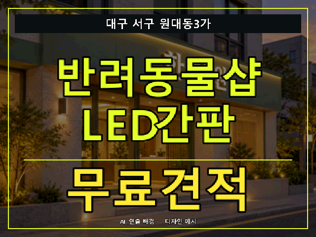 대구 서구 원대동3가 반려동물샵 LED간판 무료견적 안내 썸네일 · AI 연출 배경