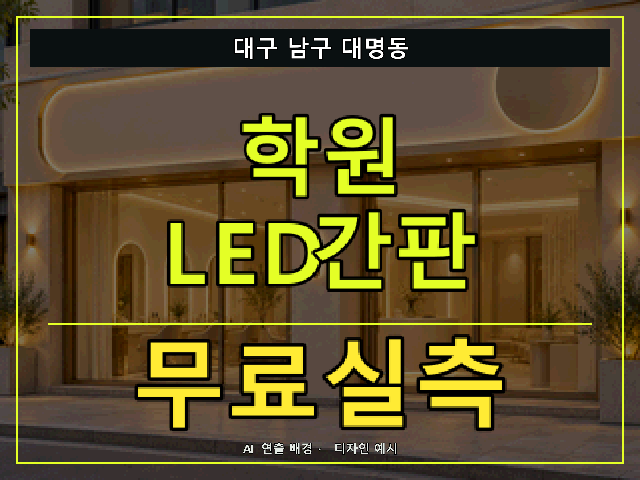 대구 남구 대명동 학원 LED간판 무료실측 안내 썸네일 · AI 연출 배경