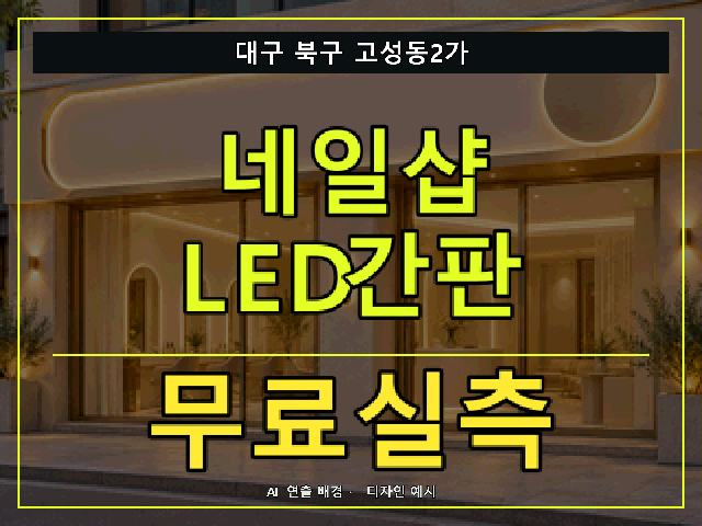 대구 북구 고성동2가 네일샵 LED간판 무료실측 안내 썸네일 · AI 연출 배경