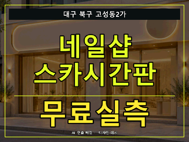 대구 북구 고성동2가 네일샵 스카시간판 무료실측 안내 썸네일 · AI 연출 배경