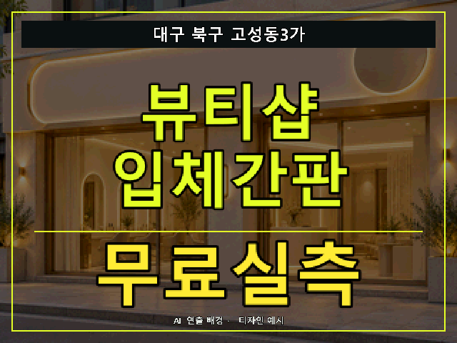 대구 북구 고성동3가 뷰티샵 입체간판 무료실측 안내 썸네일 · AI 연출 배경