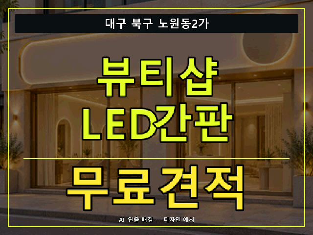 대구 북구 노원동2가 뷰티샵 LED간판 무료견적 안내 썸네일 · AI 연출 배경