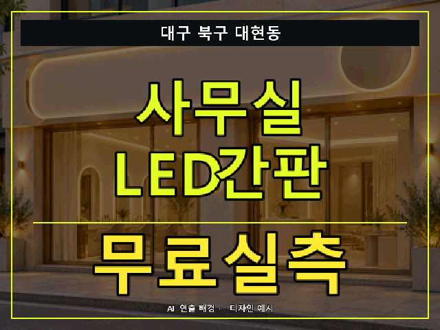 대구 북구 대현동 사무실 LED간판 무료실측 안내 썸네일 · AI 연출 배경
