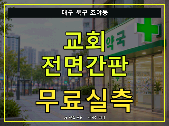 대구 북구 조야동 교회 전면간판 무료실측 안내 썸네일 · AI 연출 배경