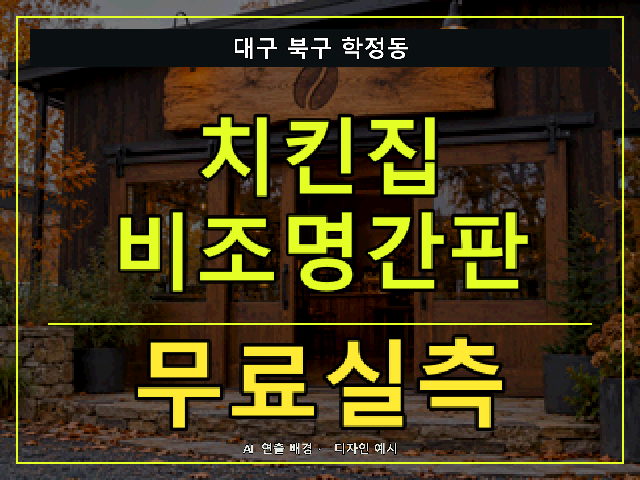 대구 북구 학정동 치킨집 비조명간판 무료실측 안내 썸네일 · AI 연출 배경