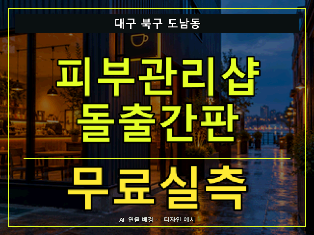 대구 북구 도남동 피부관리샵 돌출간판 무료실측 안내 썸네일 · AI 연출 배경