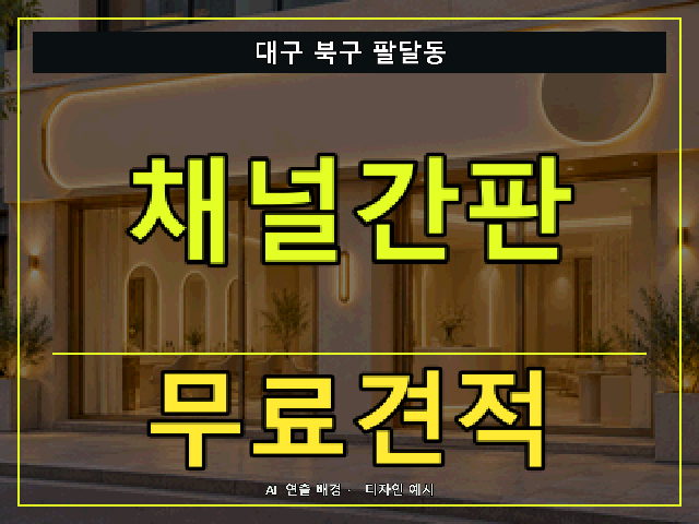 대구 북구 팔달동 채널간판 무료견적 안내 썸네일 · AI 연출 배경