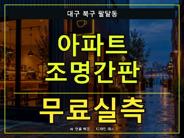 대구 북구 팔달동 아파트 조명간판 무료실측 안내 썸네일 · AI 연출 배경