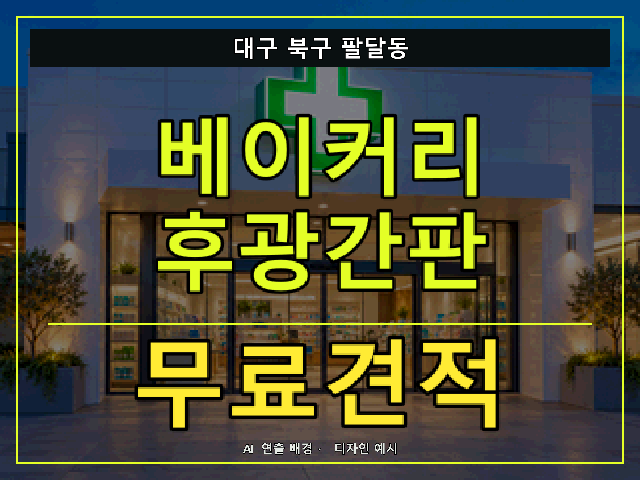 대구 북구 팔달동 베이커리 후광간판 무료견적 안내 썸네일 · AI 연출 배경