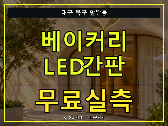 대구 북구 팔달동 베이커리 LED간판 무료실측 안내 썸네일 · AI 연출 배경