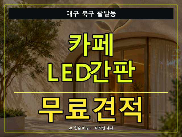 대구 북구 팔달동 카페 LED간판 무료견적 안내 썸네일 · AI 연출 배경