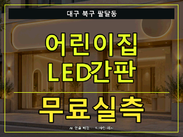 대구 북구 팔달동 어린이집 LED간판 무료실측 안내 썸네일 · AI 연출 배경