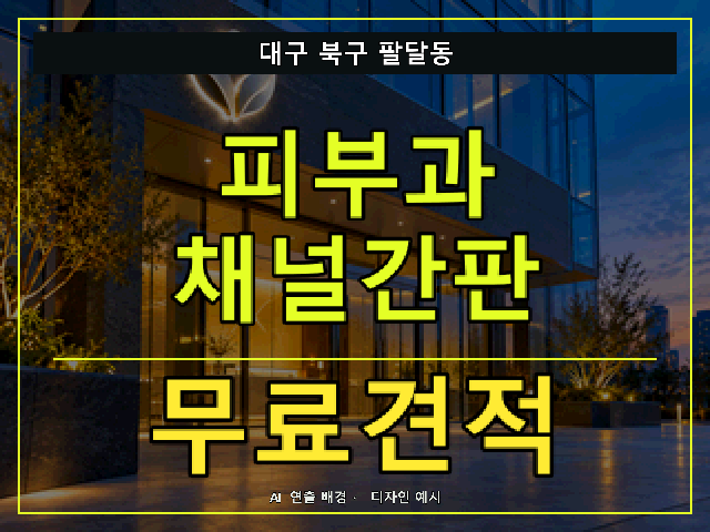 대구 북구 팔달동 피부과 채널간판 무료견적 안내 썸네일 · AI 연출 배경