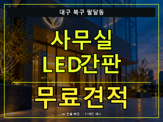 대구 북구 팔달동 사무실 LED간판 무료견적 안내 썸네일 · AI 연출 배경