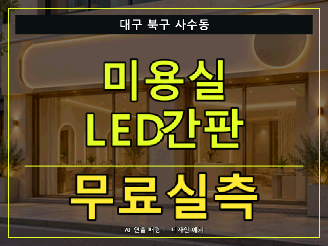 대구 북구 사수동 미용실 LED간판 무료실측 안내 썸네일 · AI 연출 배경