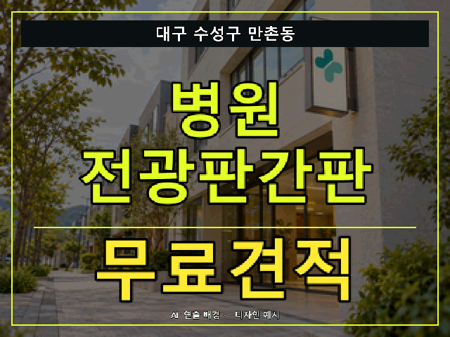 대구 수성구 만촌동 병원 전광판간판 무료견적 안내 썸네일 · AI 연출 배경