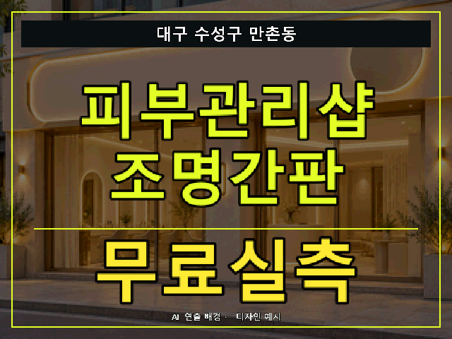 대구 수성구 만촌동 피부관리샵 조명간판 무료실측 안내 썸네일 · AI 연출 배경