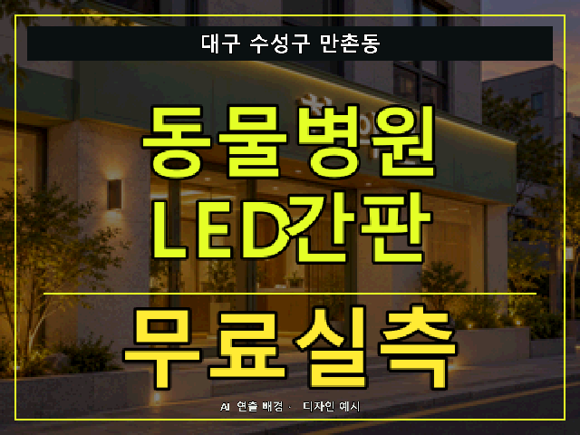 대구 수성구 만촌동 동물병원 LED간판 무료실측 안내 썸네일 · AI 연출 배경