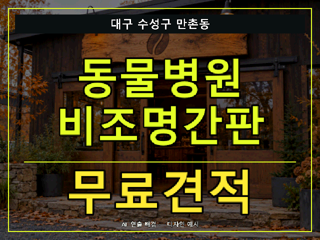 대구 수성구 만촌동 동물병원 비조명간판 무료견적 안내 썸네일 · AI 연출 배경
