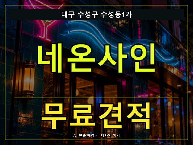 대구 수성구 수성동1가 네온사인 무료견적 안내 썸네일 · AI 연출 배경