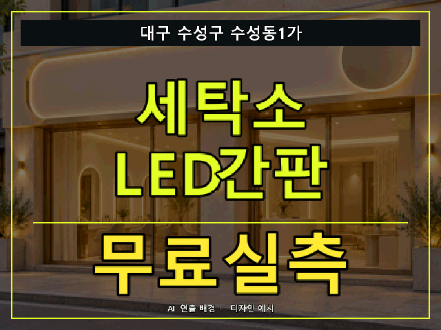 대구 수성구 수성동1가 세탁소 LED간판 무료실측 안내 썸네일 · AI 연출 배경