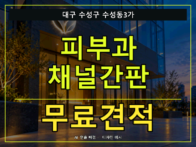 대구 수성구 수성동3가 피부과 채널간판 무료견적 안내 썸네일 · AI 연출 배경
