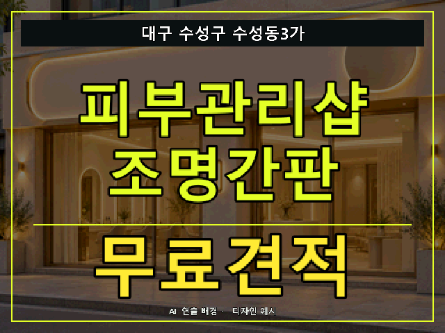 대구 수성구 수성동3가 피부관리샵 조명간판 무료견적 안내 썸네일 · AI 연출 배경